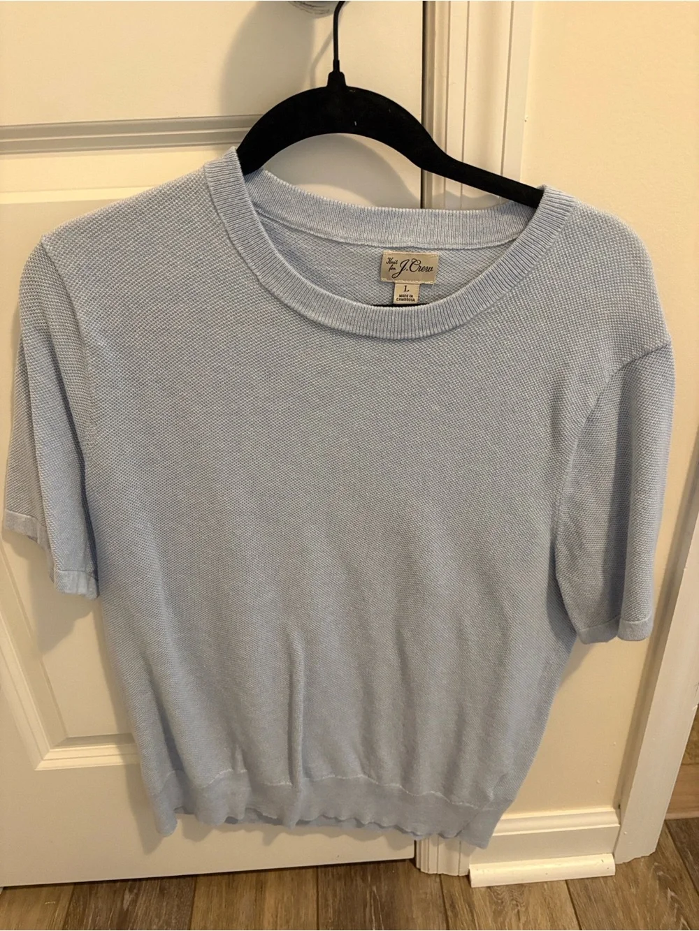 J. Crew Pale Blue Short Sleeve Knit Sweater
